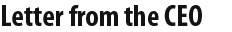 Letter from the CEO